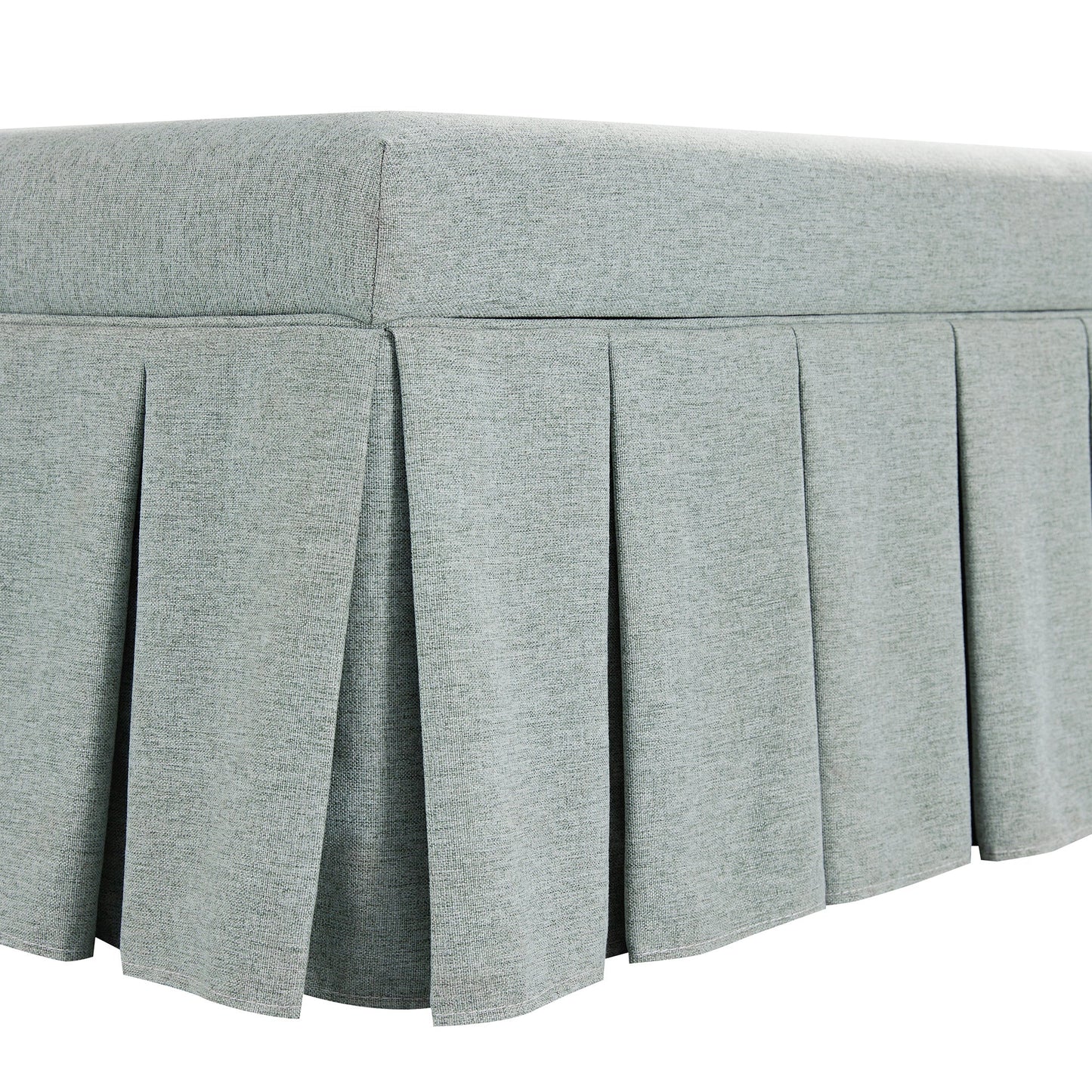 Egerton Box-Pleat Storage Bench, Pale Aqua Brushed Fabric