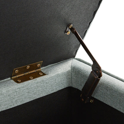 Egerton Box-Pleat Storage Bench, Pale Aqua Brushed Fabric