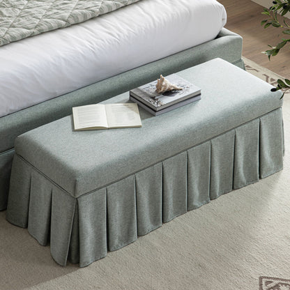 Egerton Box-Pleat Storage Bench, Pale Aqua Brushed Fabric