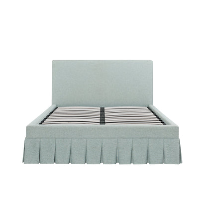 Egerton Box-Pleat Ottoman Storage Bed, Pale Aqua Brushed Fabric