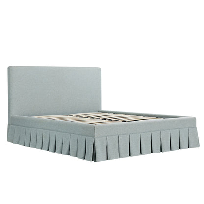 Egerton Box-Pleat Ottoman Storage Bed, Pale Aqua Brushed Fabric