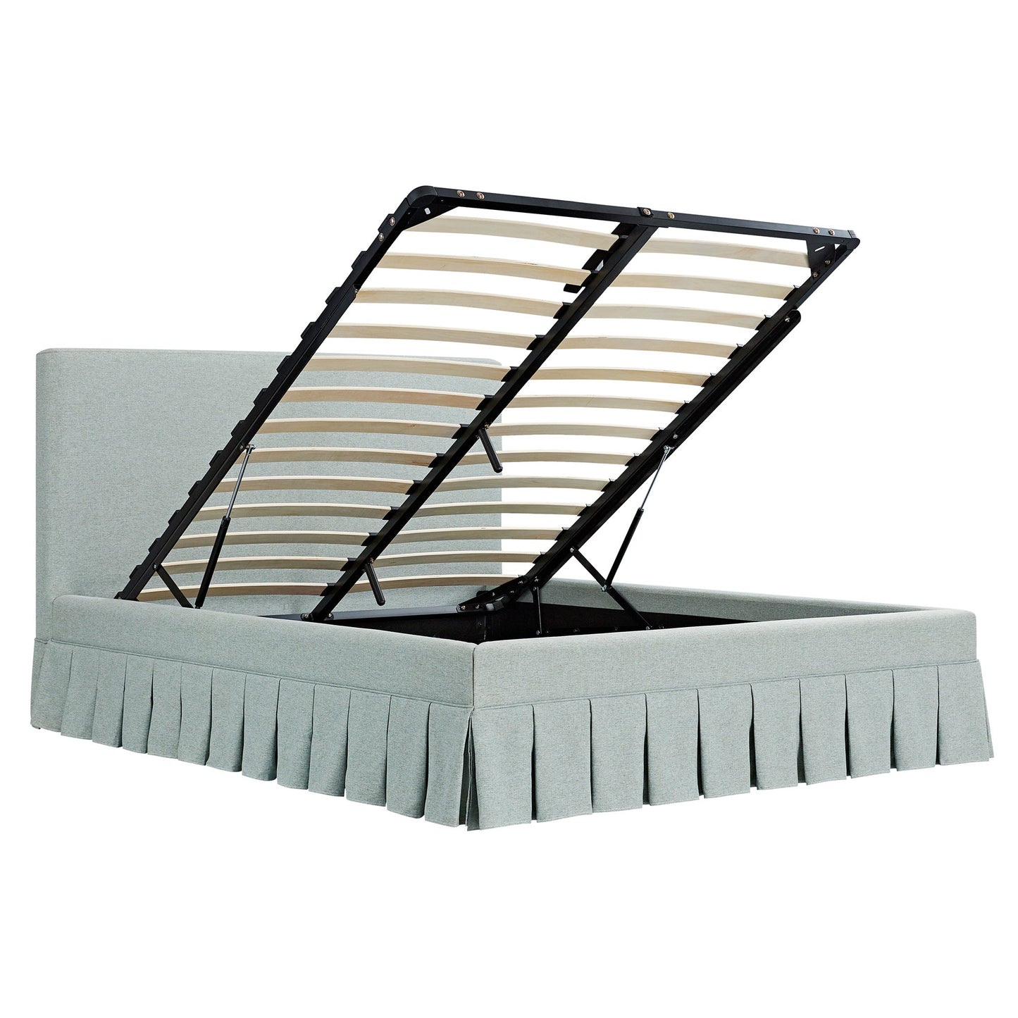 Egerton Box-Pleat Ottoman Storage Bed, Pale Aqua Brushed Fabric