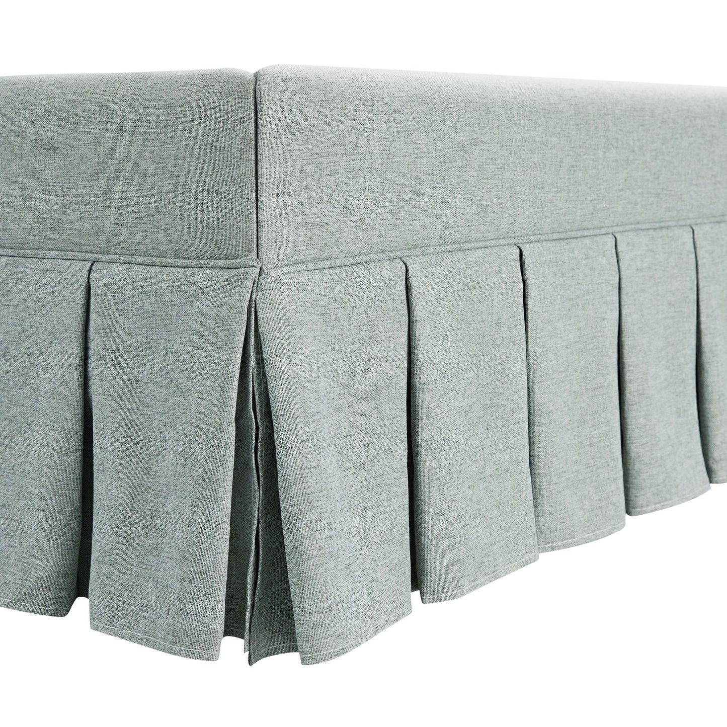 Egerton Box-Pleat Ottoman Storage Bed, Pale Aqua Brushed Fabric