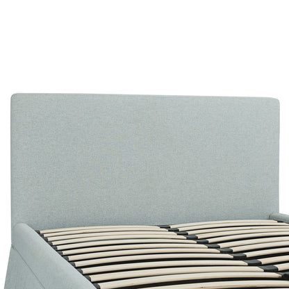 Egerton Box-Pleat Ottoman Storage Bed, Pale Aqua Brushed Fabric