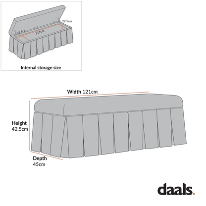Egerton Box-Pleat Storage Bench, Stone Brushed Fabric