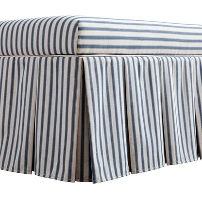 Egerton Box-Pleat Storage Bench, Blue Striped Linen