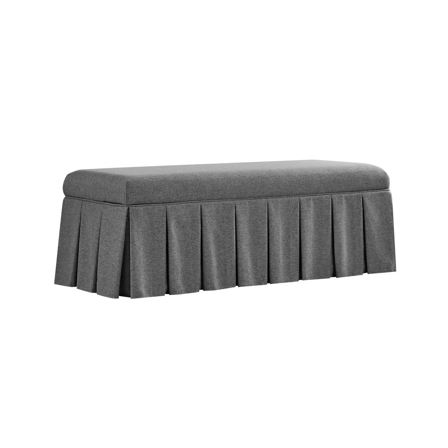 Egerton Box-Pleat Storage Bench, Charcoal Brushed Fabric