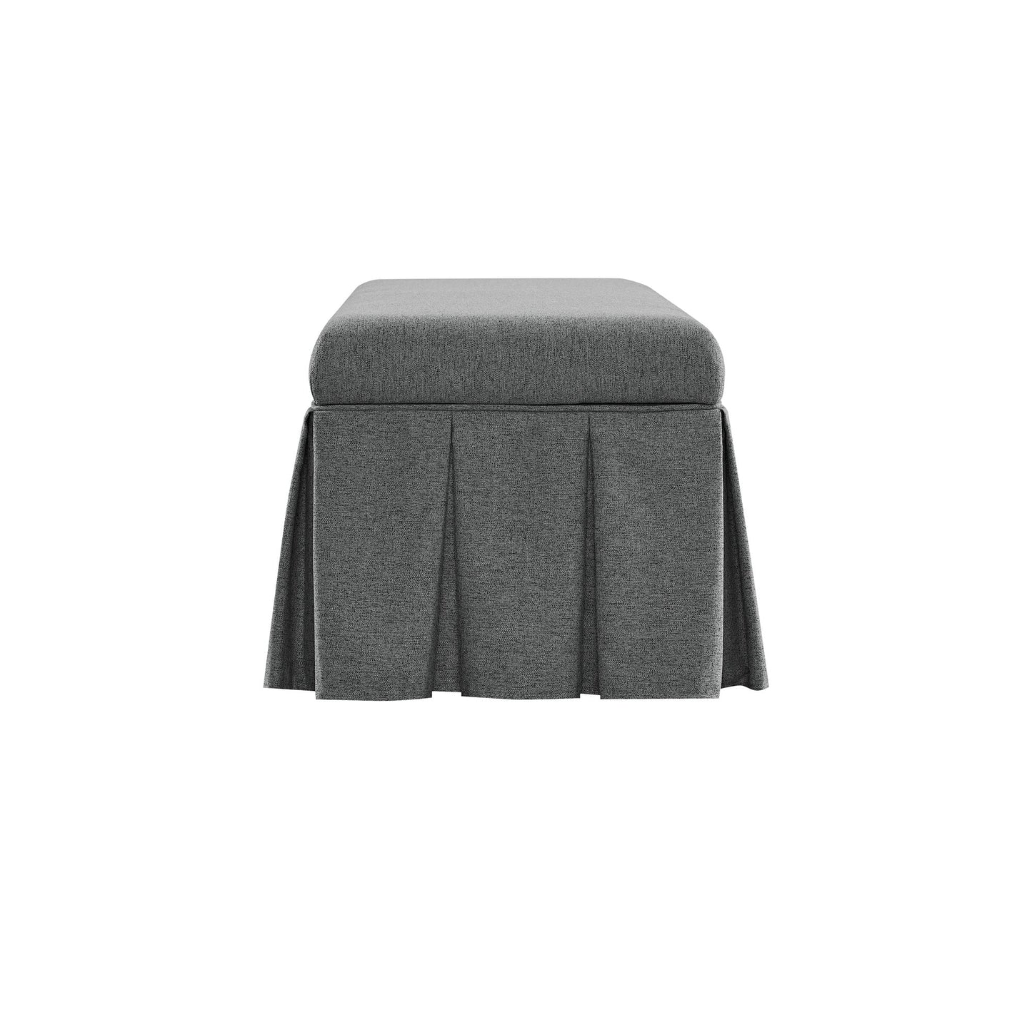 Egerton Box-Pleat Storage Bench, Charcoal Brushed Fabric