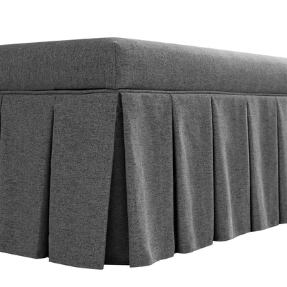 Egerton Box-Pleat Storage Bench, Charcoal Brushed Fabric