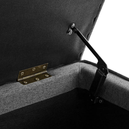 Egerton Box-Pleat Storage Bench, Charcoal Brushed Fabric