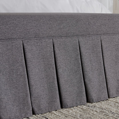 Egerton Box-Pleat Storage Bench, Charcoal Brushed Fabric