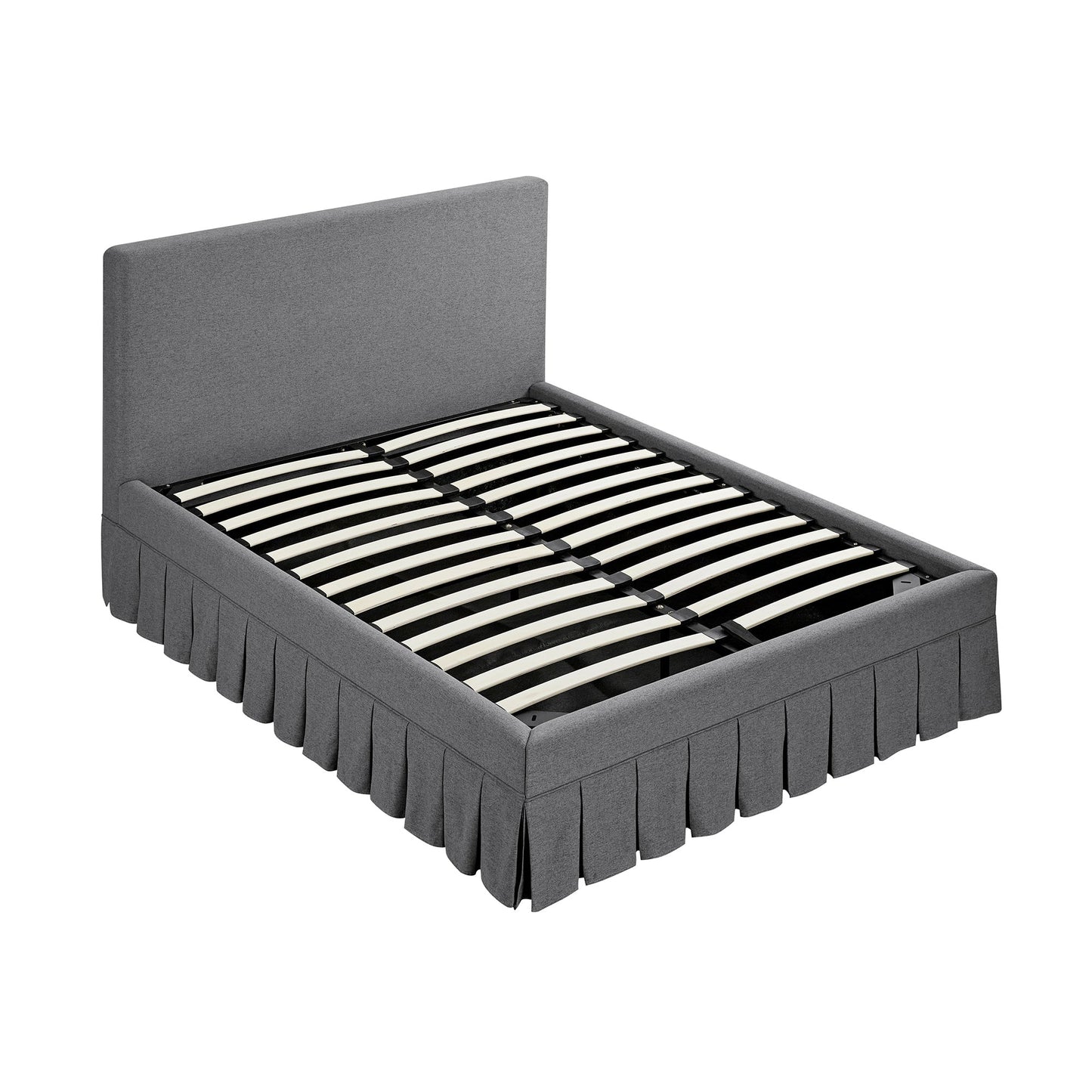 Egerton Box-Pleat Ottoman Storage Bed, Charcoal Brushed Fabric