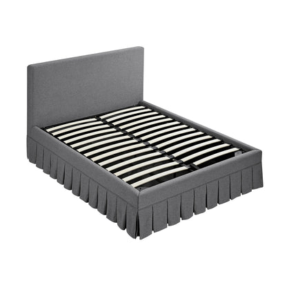 Egerton Box-Pleat Ottoman Storage Bed, Charcoal Brushed Fabric