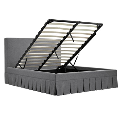 Egerton Box-Pleat Ottoman Storage Bed, Charcoal Brushed Fabric