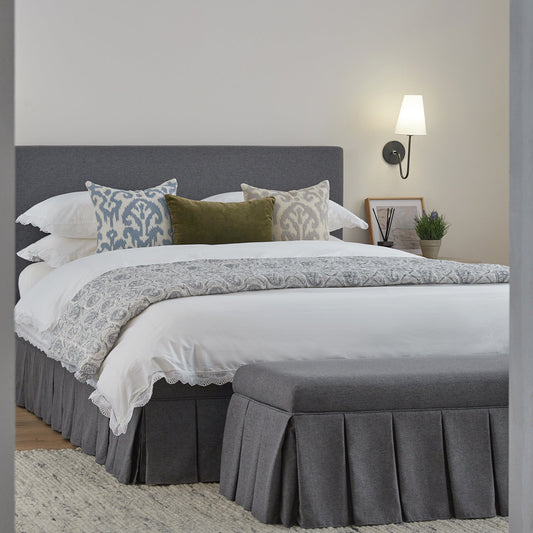 Egerton Box-Pleat Ottoman Storage Bed, Charcoal Brushed Fabric