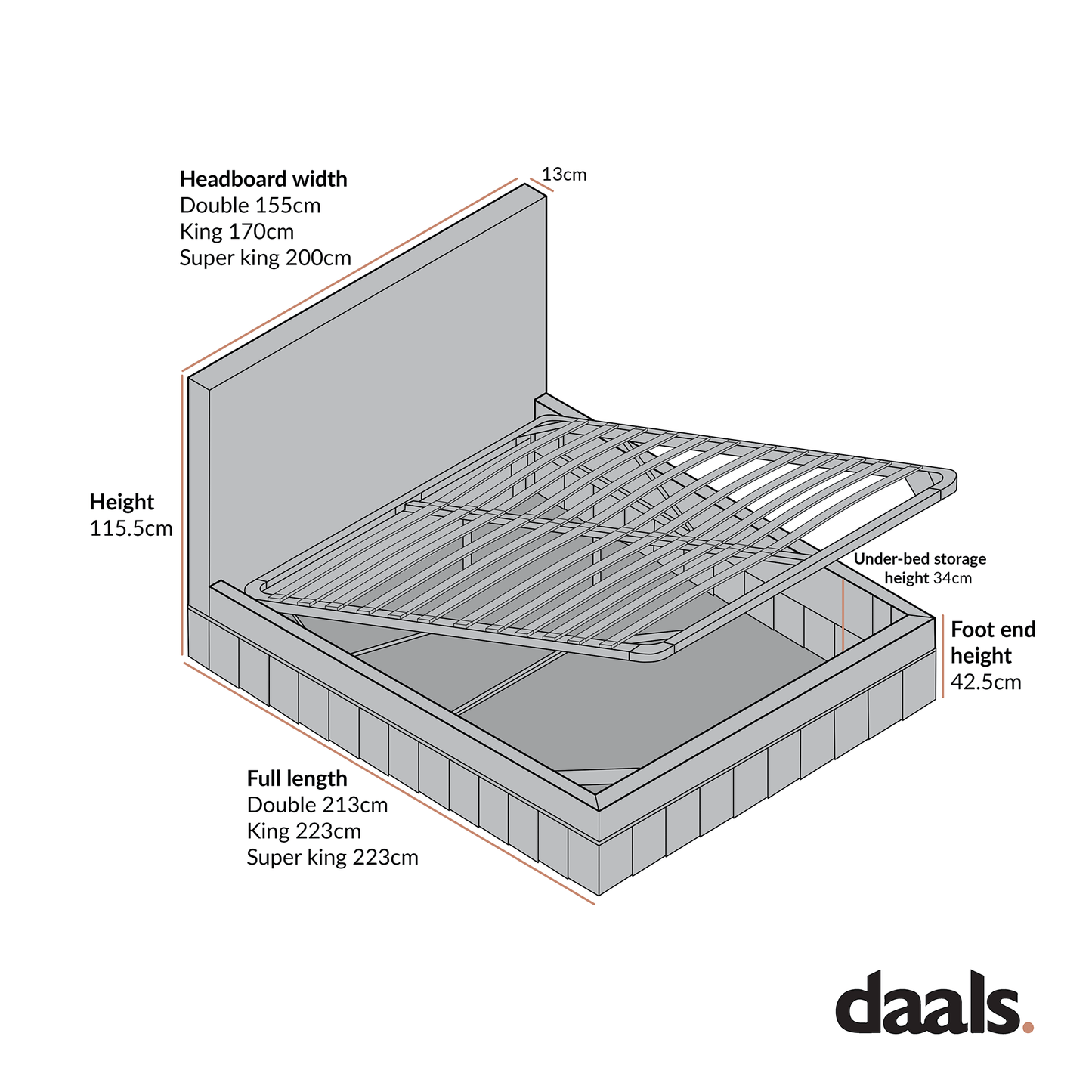 Egerton Box-Pleat Ottoman Storage Bed, Pale Aqua Brushed Fabric