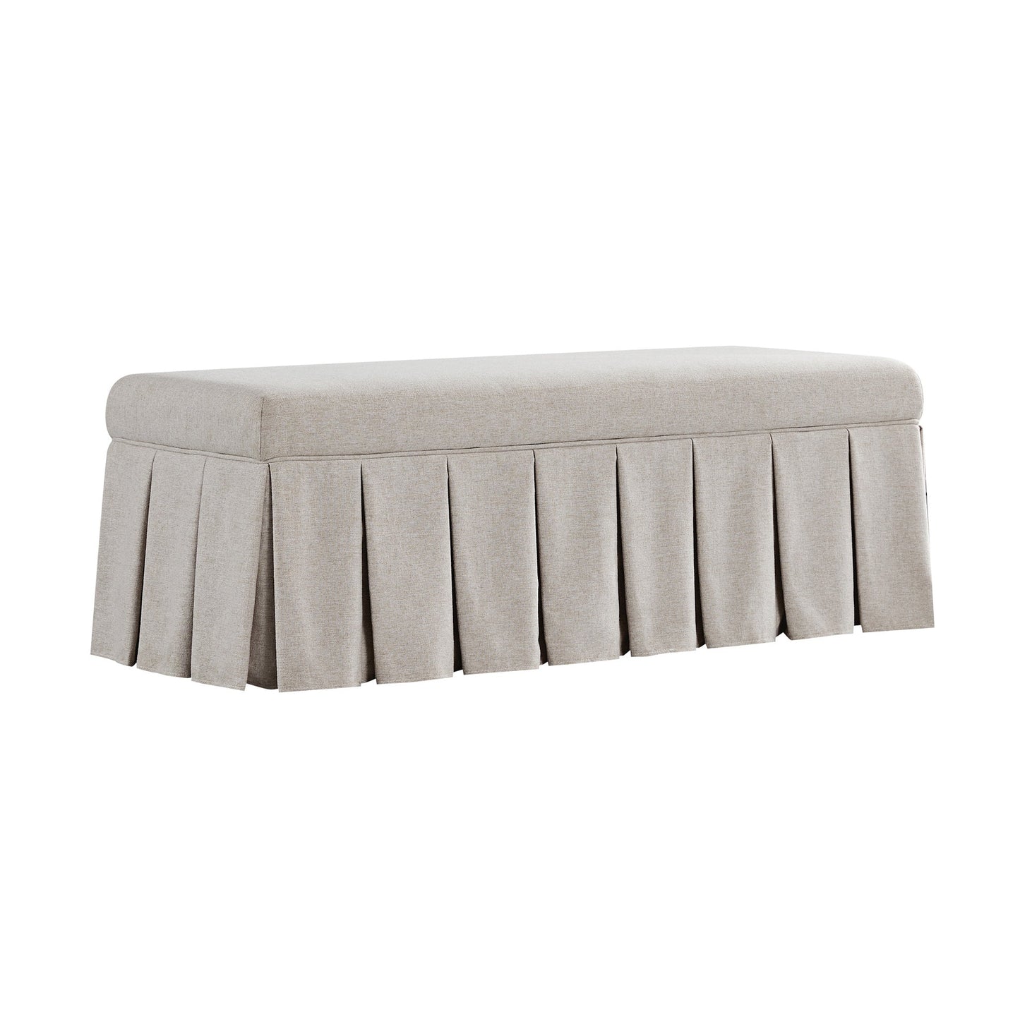 Egerton Box-Pleat Storage Bench, Oatmeal Brushed Fabric