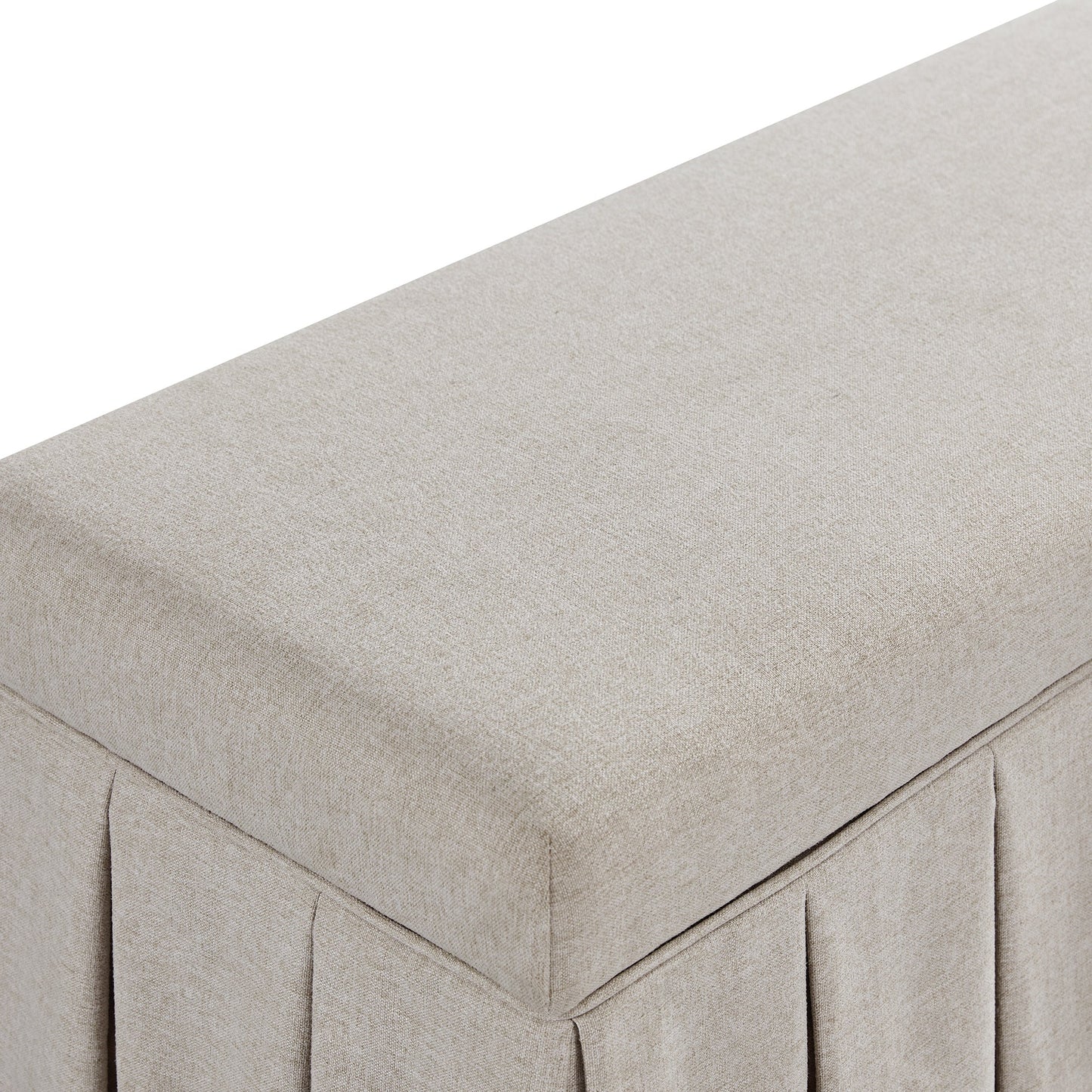 Egerton Box-Pleat Storage Bench, Oatmeal Brushed Fabric