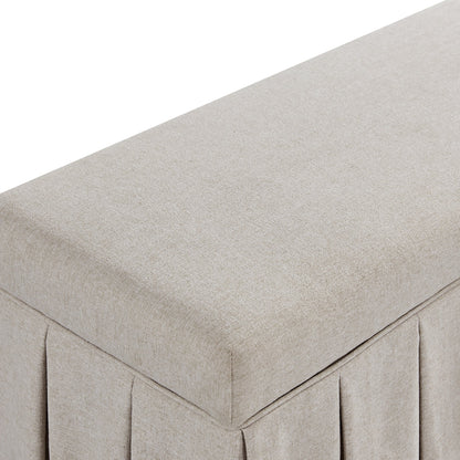 Egerton Box-Pleat Storage Bench, Oatmeal Brushed Fabric
