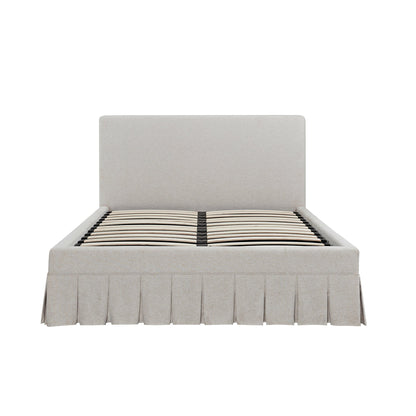 Egerton Box-Pleat Ottoman Storage Bed, Oatmeal Brushed Fabric