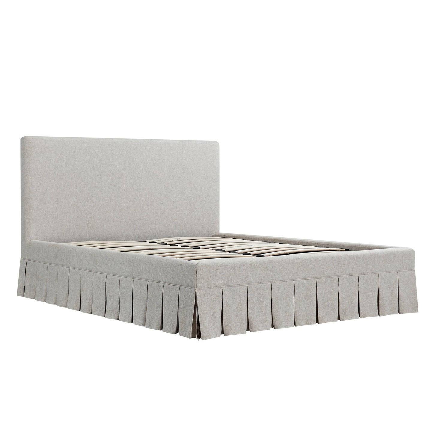 Egerton Box-Pleat Ottoman Storage Bed, Oatmeal Brushed Fabric