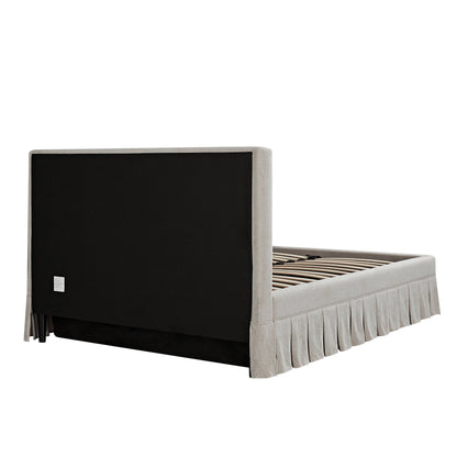 Egerton Box-Pleat Ottoman Storage Bed, Oatmeal Brushed Fabric