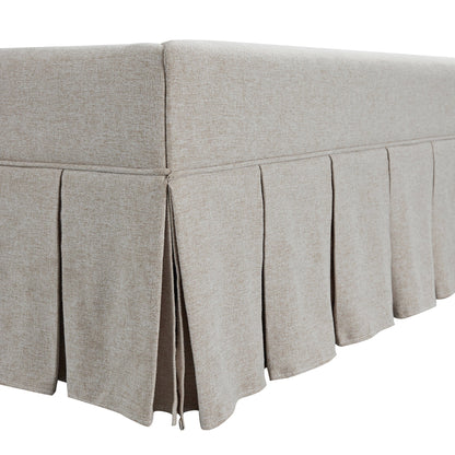Egerton Box-Pleat Ottoman Storage Bed, Oatmeal Brushed Fabric