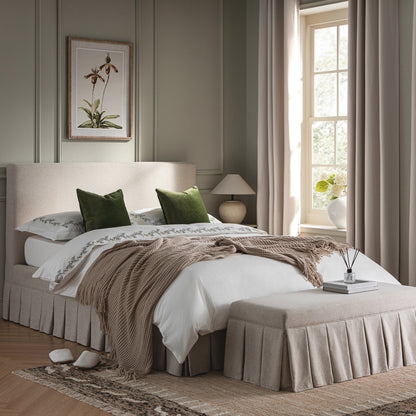 Egerton Box-Pleat Ottoman Storage Bed, Oatmeal Brushed Fabric