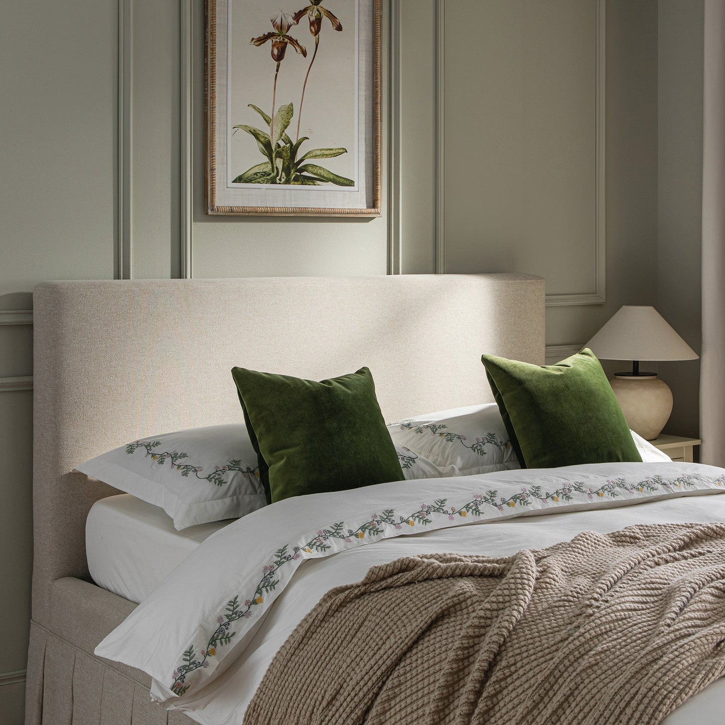 Egerton Box-Pleat Ottoman Storage Bed, Oatmeal Brushed Fabric