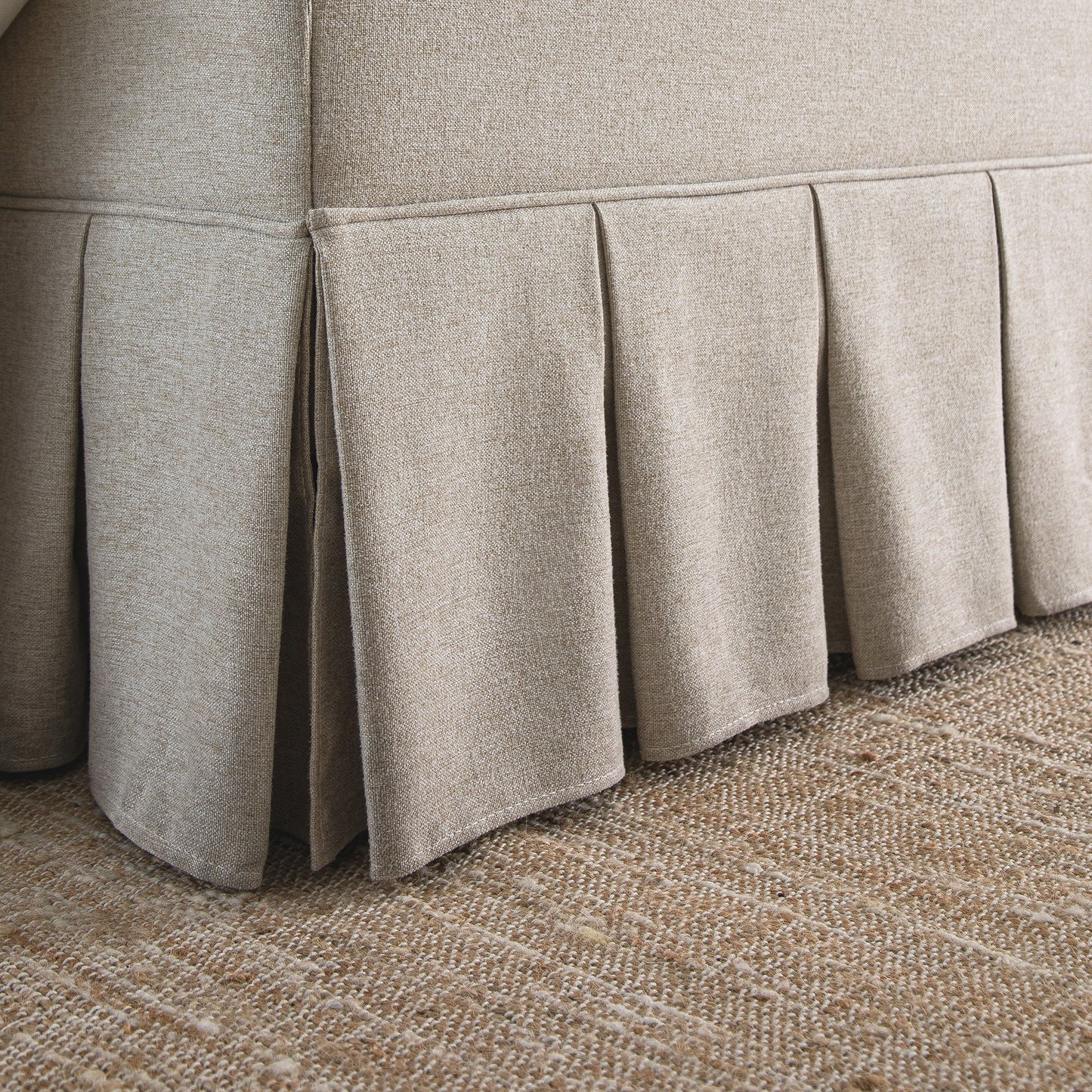 Egerton Box-Pleat Ottoman Storage Bed, Oatmeal Brushed Fabric