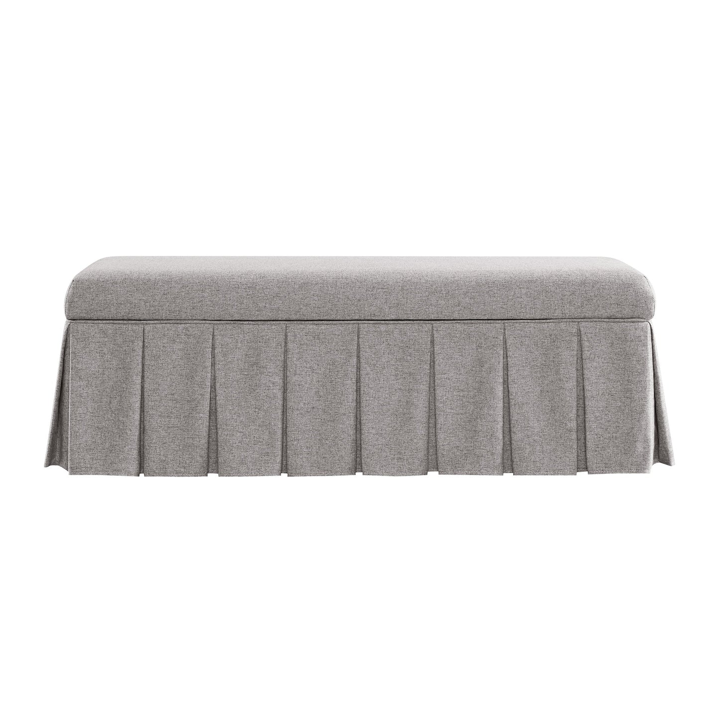 Egerton Box-Pleat Storage Bench, Stone Brushed Fabric
