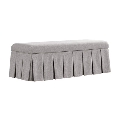 Egerton Box-Pleat Storage Bench, Stone Brushed Fabric