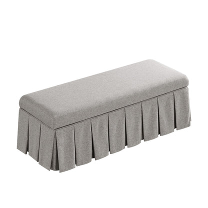 Egerton Box-Pleat Storage Bench, Stone Brushed Fabric