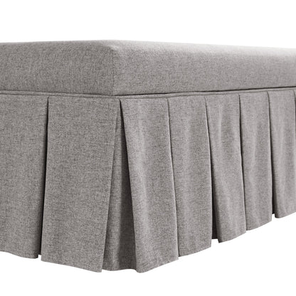 Egerton Box-Pleat Storage Bench, Stone Brushed Fabric