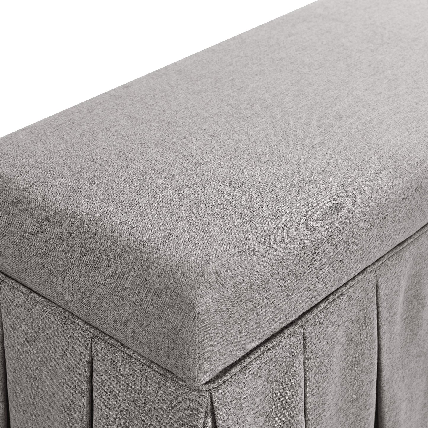 Egerton Box-Pleat Storage Bench, Stone Brushed Fabric
