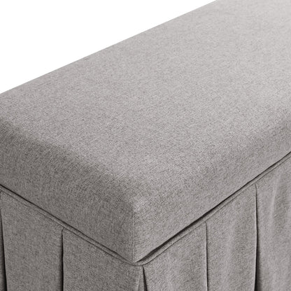 Egerton Box-Pleat Storage Bench, Stone Brushed Fabric