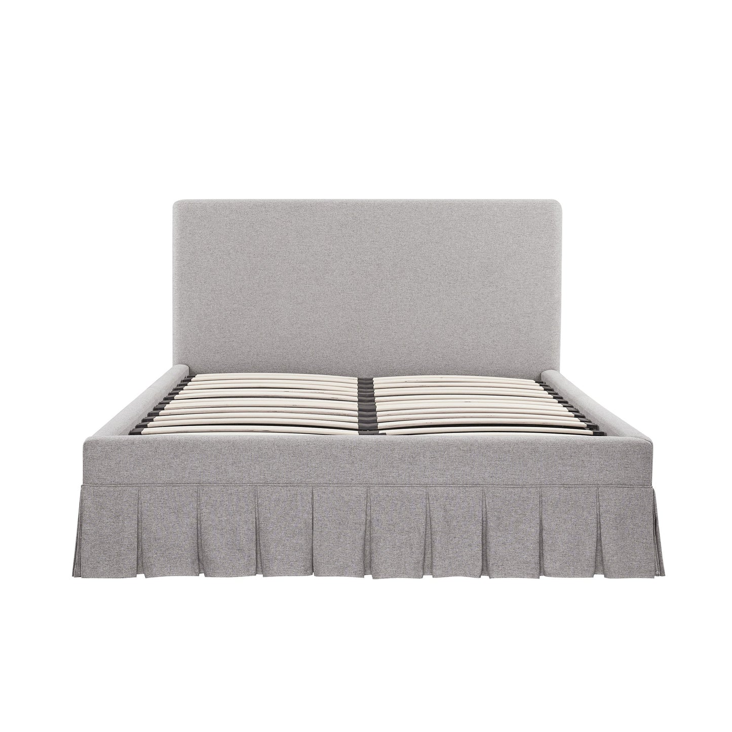 Egerton Box-Pleat Ottoman Storage Bed, Stone Brushed Fabric