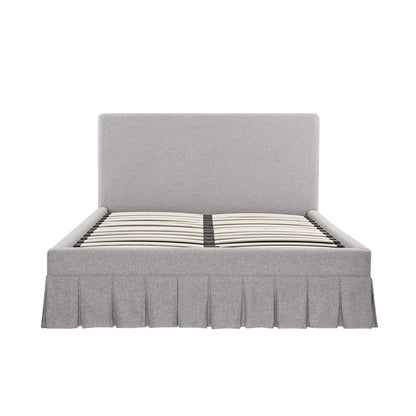 Egerton Box-Pleat Ottoman Storage Bed, Stone Brushed Fabric