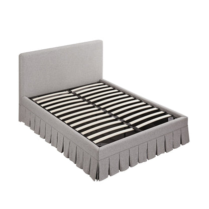 Egerton Box-Pleat Ottoman Storage Bed, Stone Brushed Fabric