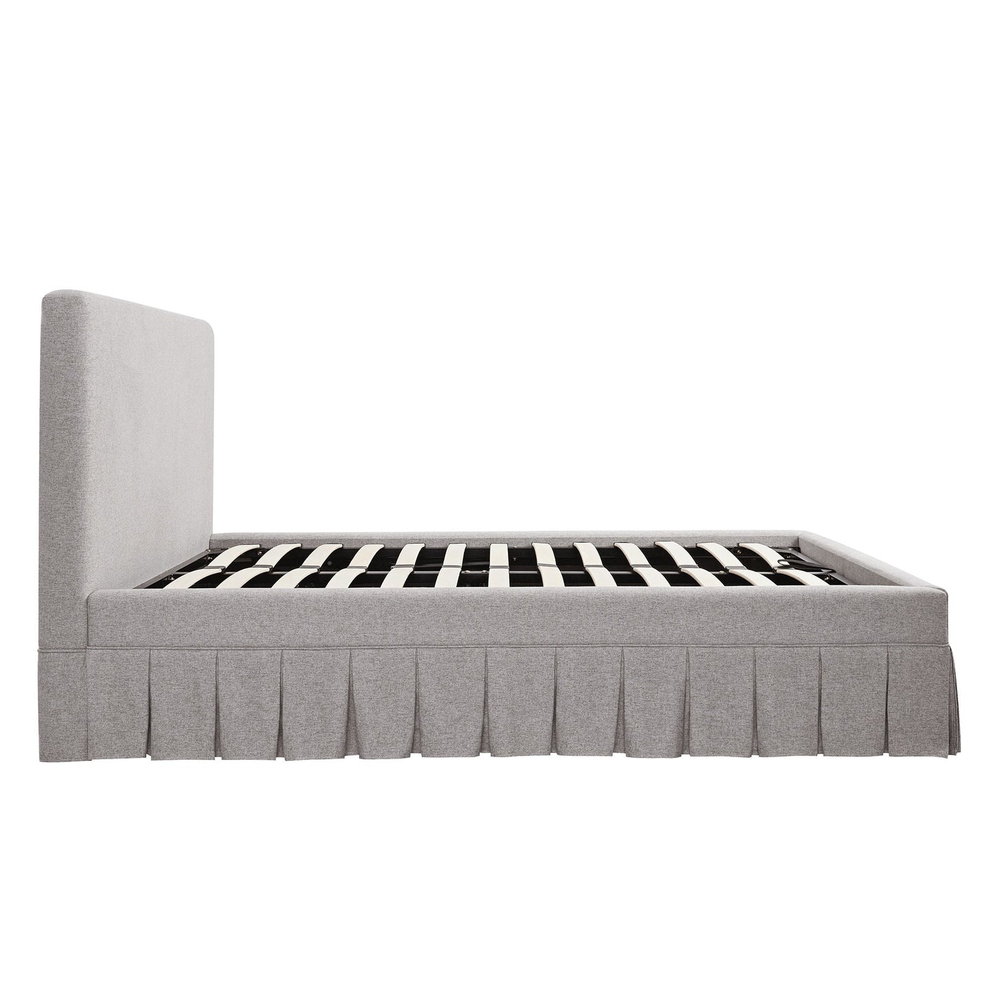 Egerton Box-Pleat Ottoman Storage Bed, Stone Brushed Fabric