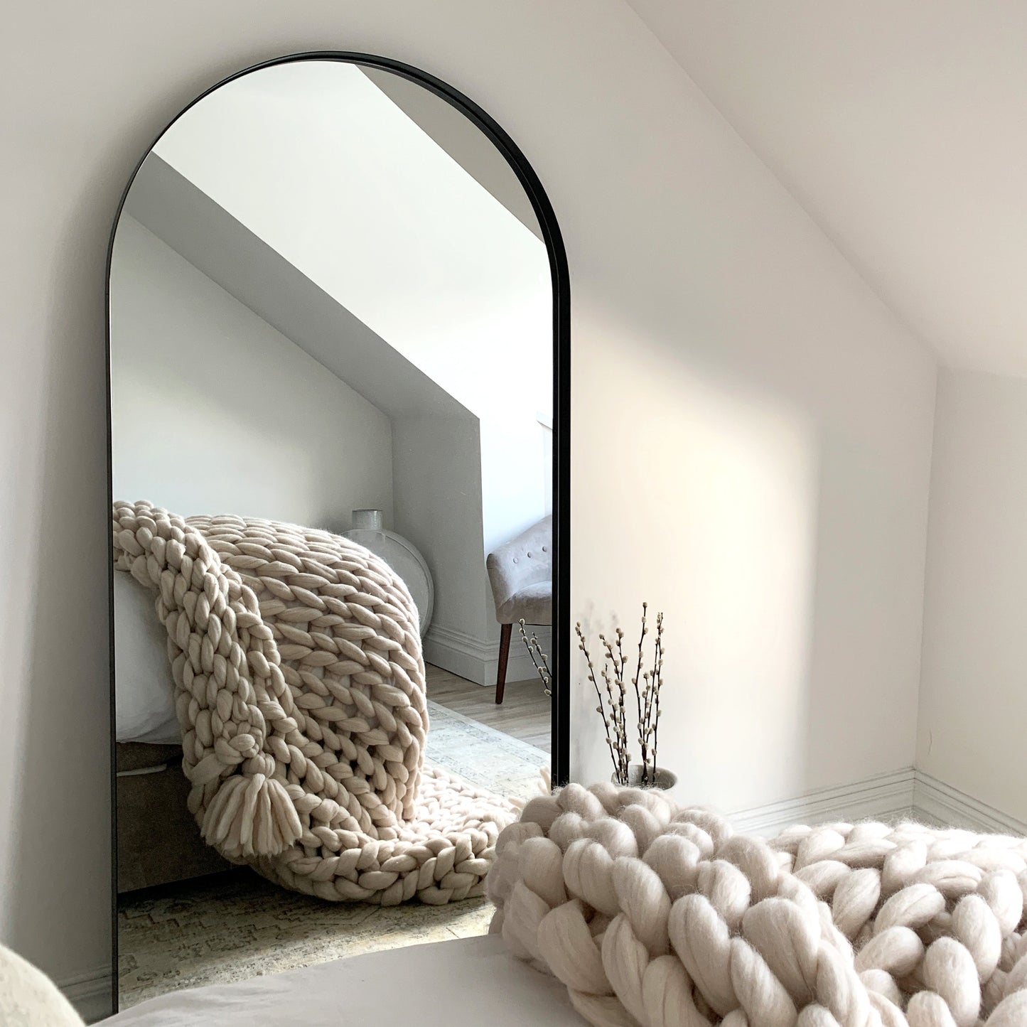 Arcus - Full Length Arched Black Large Metal Mirror 170cm x 80cm