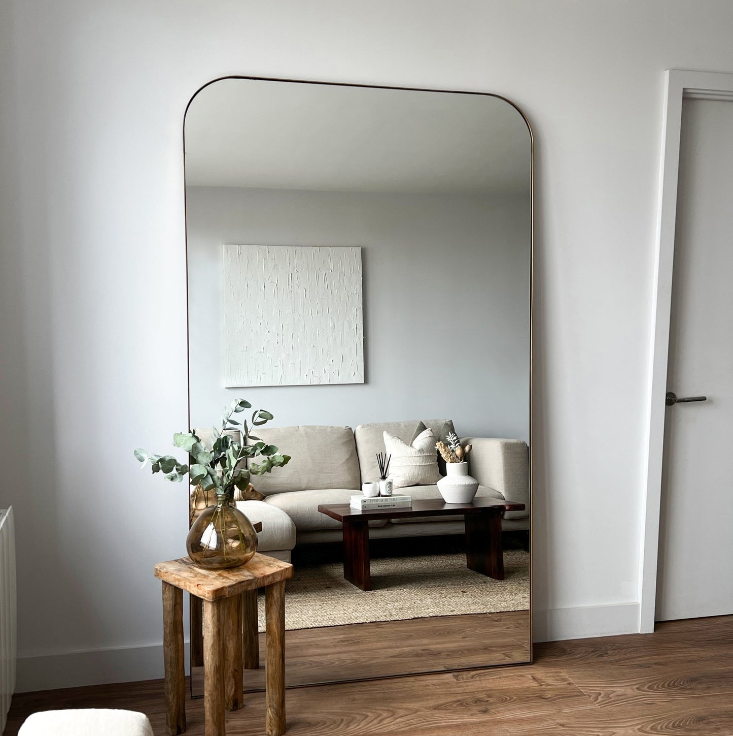 Theo - Full Length Gold Curved Extra Large Metal Mirror 200cm x 120cm