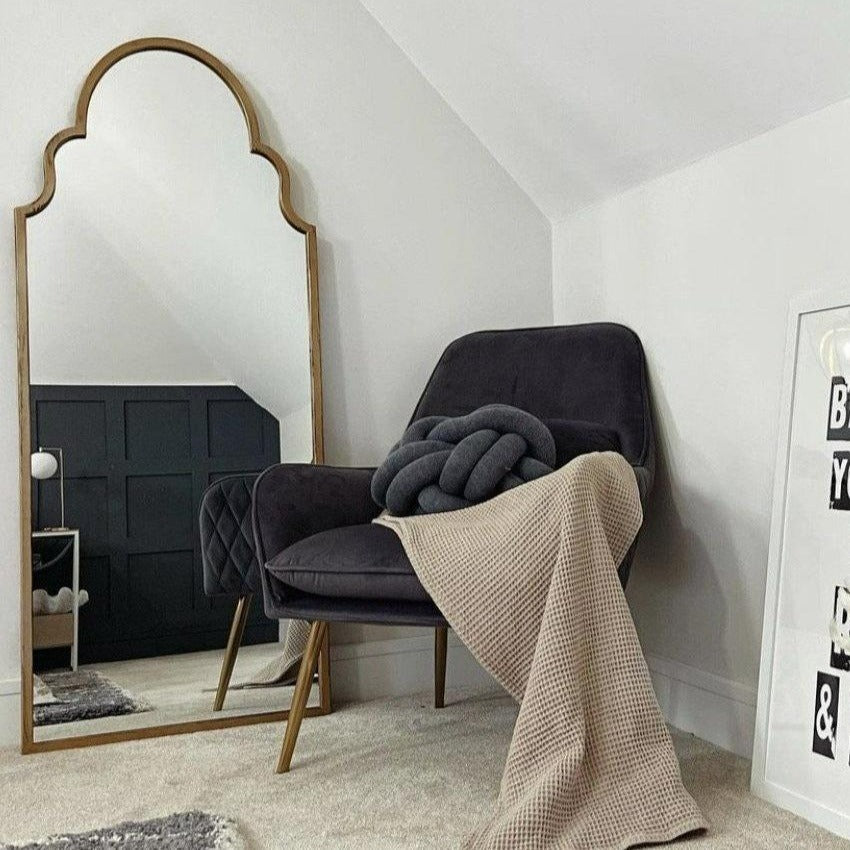 Algiers - Large Full Length Gold Arched Metal Mirror 150cm x 60cm