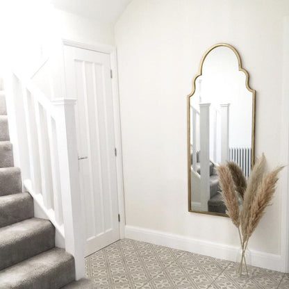 Algiers - Large Full Length Gold Arched Metal Mirror 150cm x 60cm