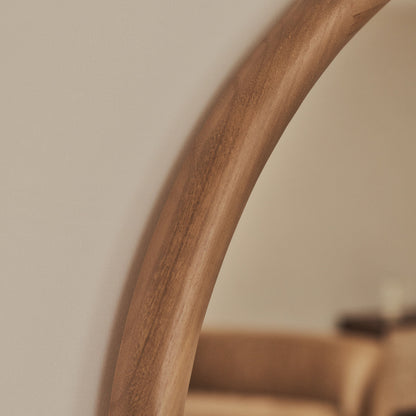 Amora - Large Warm Wood Round Wall Mirror 100cm x 100cm
