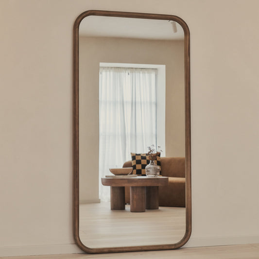 Amora - Large Full Length Rectangular Warm Wood Mirror 180cm x 90cm